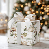 Rustic Wine Barrel Gift Wrap, Winter Vineyard Christmas Wrapping Paper, Snowy Grapevine Wrapping Paper, Holiday Wine Lover Gift Wrap Roll