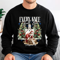 Religious Christmas Crewneck, Santa Kneeling Before Baby Jesus Sweatshirt, Christian Faith Holiday Sweater, Nativity Graphic Sweatshirt
