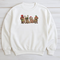 Santa Hat Dog Holiday Crewneck, Goldendoodle Christmas Sweatshirt, Festive Adorable Puppy Sweater, Dog Mom Xmas Pullover, Pet Lover Present