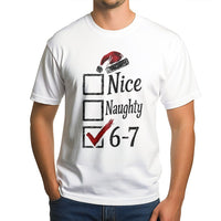 Humorous Santa List Graphic Tee, Nice Naughty 6-7 Christmas Shirt, Gen Alpha Meme Holiday T-Shirt, Retro Xmas Graphic Shirt, Holiday Present