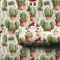 Desert Holiday Gift Wrap, Santa Cactus Christmas Wrapping Paper, Watercolor Succulent Present Paper, Festive Christmas Present Wrap Roll