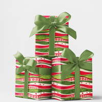 Christmas Swirl Gift Wrap Roll, Peppermint Candy Cane Wrapping Paper, Festive Red and White Holiday Present Paper for Xmas Presents