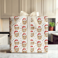 Watercolor Wild Animal Gift Wrap Paper, Lion with Santa Hat Christmas Wrapping Paper, Safari Holiday Wrapping Paper, Xmas Gift Wrap Roll