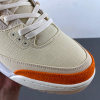Retro Low Top Sneakers, Beige Orange Colorway, Leather Footwear, Lace Up Design, Casual Gift for Sneaker Fans