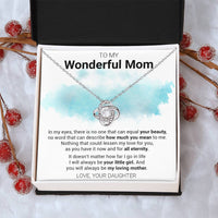 14k White Gold Finish Infinity Knot Necklace, Love Knot Necklace for Mom, Cubic Zirconia Pendant Necklace, Christmas Present from Daughter