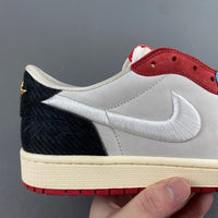 Low Top Sneakers, White Red Colorway, Lace Up Design, Casual Gift for Sneaker Fans
