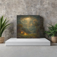 Bethlehem Shepherds Divine Light Painting, Nativity Shepherds Square Canvas, Christian Christmas Wall Decor, Religious Holiday Present