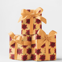 Watercolor Holiday Floral Gift Wrap, Poinsettia Christmas Wrapping Paper, Festive Flora Botanical Wrapping Paper, Winter Gift Wrap Roll