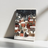 Comfy Festive Winter Holiday Town Wall Decor, Snowy Christmas Village Wonderland Canvas Art, Seasonal Scenic Town, Christmas Village Canvas