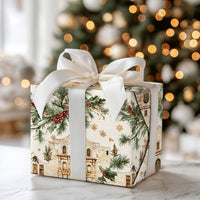 Historic Landmark Gift Wrap, Texas Alamo Christmas Wrapping Paper, Festive Holly Berry Wrapping Paper, Winter Holiday Texas Wrapping Paper