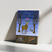 Winter Deer Forest Canvas Wall Art, Merry Christmas Woodland Animal Canvas, Holiday Wildlife Canvas Print, Rustic Xmas Wall Decor Present
