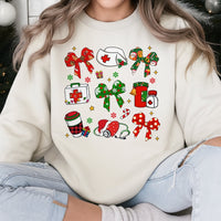Medical Bow Holiday Sweater, Coquette Nurse Christmas Sweatshirt, RN Adorable Xmas Crewneck, Nursing Student Pullover, Nurse Holiday Sweatshirt