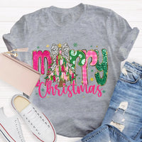 Festive Holiday Teacher Shirt, Merry Christmas Colorful Glitter Teacher T-Shirt, Christmas School Educator Graphic Tee