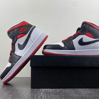 Mid Top Sneakers, White Black Red Colorway, Lace Up Design, Casual Gift for Sneaker Fans