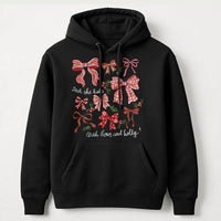 Deck the Halls with Bows and Holly Sweatshirt, Retro Christmas Hoodie, Coquette Holiday Hoodie, Adorable Xmas Hooded Sweatshirt