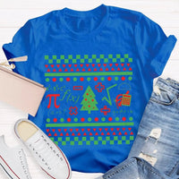 Festive STEM Holiday Teacher Tee, Math Elements Christmas Tree Shirt, Math Equations Xmas Tree Shirt, Science Teacher Christmas Shirt