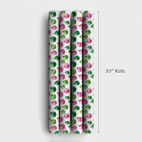 Watercolor Bauble Wrapping Paper, Pink Green Christmas Ornament Wrapping Paper, Festive Holiday Gift Wrap, Xmas Present Wrapping Paper