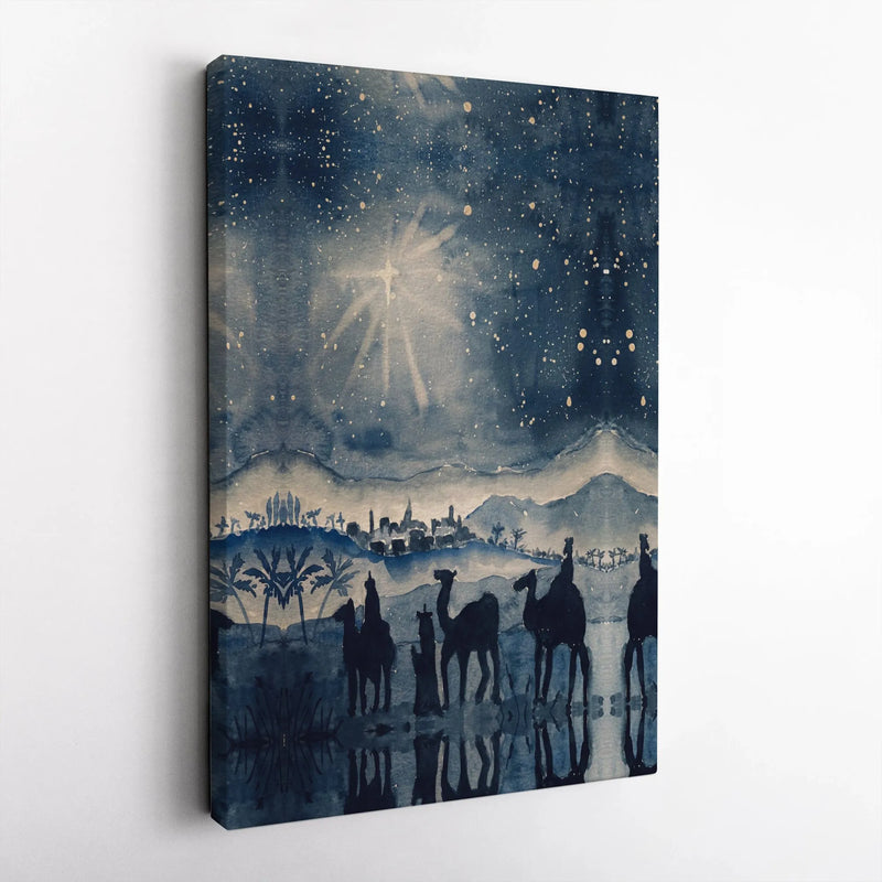 Three Wise Men Following Star Digital Download, Nativity Scene Canvas Print, Religious Christmas Wall Art, Christian Holiday Nativity Decor