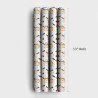 Comfy Holiday Drink Gift Wrap, Watercolor Eggnog and Cinnamon Wrapping Paper, Festive Christmas Wrapping Paper, Winter Beverage Present Wrap