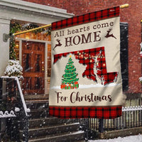 All Hearts Come Home for Christmas Yard Flag, Maryland Christmas Garden Flag, Buffalo Plaid State Pride Lawn Flag, Winter Holiday Decor