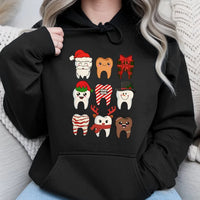 Humorous Dental Hygienist Holiday Sweatshirt, Christmas Teeth Hoodie, Dentist Office Pullover Hoodie, Dental Assistant Adorable Xmas Hooded Top