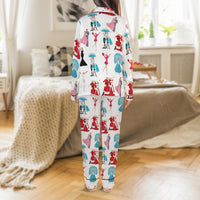 Vintage Holiday Pajama Set, Retro Dancer Christmas Satin Pajamas, Festive Dancer Loungewear Set, Silky Pajama Sleepwear, Xmas Present for Her
