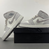 Mid Top Sneakers, White Gray Colorway, Lace Up Design, Casual Gift for Sneaker Fans
