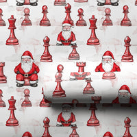 Red Chess Piece Holiday Gift Wrap, Chess Santa Christmas Wrapping Paper, Board Game Lover Xmas Wrapping Paper, Novelty Christmas Gift Wrap