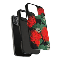 New Zealand Christmas Tree Art Cover, Pohutukawa Floral Samsung Case, Red Botanical Tough Case, Dual Layer Protective Phone Case