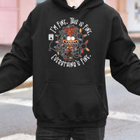 Humorous Christmas Lights Graphic Sweatshirt, This Is Fine Christmas Hoodie, Stressed Adult Xmas Pullover, Sarcastic Holiday Season Present