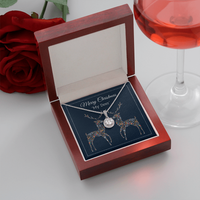Eternal Hope Pendant Necklace, Merry Christmas My Deer Necklace, Cushion Cut CZ Holiday Necklace, Romantic Christmas Jewelry Present for Her