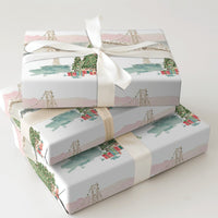 Watercolor Landmark Holiday Gift Wrap, San Francisco Bay Bridge Wrapping Paper, California Christmas Present Wrap, Festive Winter Paper