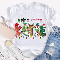 Custom Name Holiday T-Shirt, Personalized Christmas Lights Shirt, Festive Christmas Lights Tee, Adorable Xmas Family Shirt, Holiday Party Present