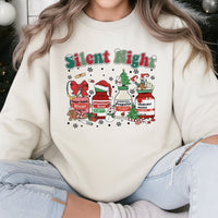 Humorous ICU Nurse Medical Holiday Crewneck, Silent Night Christmas Sweatshirt, RN Hospital Staff Sweater, Healthcare Worker Xmas Present