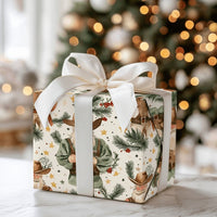 Western Holiday Santa Gift Wrap, Cowboy Santa Wrapping Paper, Rustic Country Christmas Wrapping Paper, Whimsical Pine Berry Gift Wrap Paper