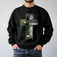 Nativity Cross Sweatshirt, I Can Do All Things Through Christ Sweatshirt, Christian Bible Verse Crewneck, Faith Christmas Sweatshirt Present