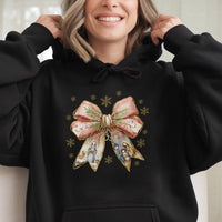 Coquette Bow Christian Holiday Sweatshirt, Nativity Scene Christmas Hoodie, Faith Nativity Hooded Pullover, Jesus Xmas Present