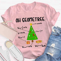 Humorous Geometry Pun Xmas Tree Shirt, Oh Geometree Math Christmas T-Shirt, Math Teacher Holiday Tee, Student Math Humor Shirt Present