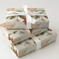 Pink and Teal Cocktail Gift Wrap, Christmas Martini Wrapping Paper, Retro Holiday Drinks Wrapping Paper, Festive Pine and Holly Gift Wrap