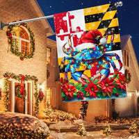 Blue Crab in Santa Hat Flag, Maryland Christmas Crab Garden Flag, Double Sided MD State Holiday Garden Flag, Coastal Xmas Yard Decor