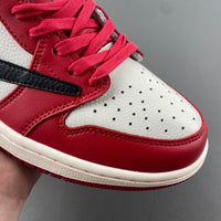 Low Top Sneakers, White Black Red Colorway, Reverse Hook Design, Lace Up Design, Casual Gift for Sneaker Fans