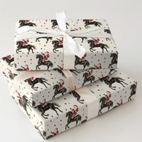 Equestrian Christmas Gift Wrap, Santa Riding Black Horse Wrapping Paper, Festive Horse Lover Wrapping Paper, Holiday Present Paper