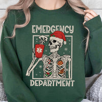Skeleton Nurse Christmas Sweatshirt, Emergency Department Christmas Sweatshirt, ER Holiday Crewneck, Medical Christmas Sweatshirt, ER Present