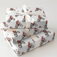 Dirt Bike Christmas Gift Wrap, Motocross Santa Wrapping Paper, Motorcycle Holiday Wrapping Paper, Extreme Sports Santa Gift Wrap Paper