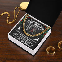 Motorcycle Rider Chain from Son, Biker Dad Cuban Link Chain Necklace, Personalized Christmas Message Card Chain, Mens Biker Jewelry