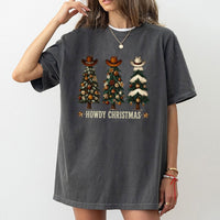 Western Cowboy Hat Christmas Shirt, Howdy Christmas T-Shirt, Country Xmas Tree Graphic Tee, Retro Western Christmas T-Shirt, Holiday Present