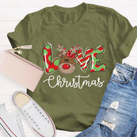 Festive Holiday Love Graphic Tee, Christmas Polka Dot Love Letters Shirt, Adorable Xmas Typography T-Shirt, Womens Christmas Present