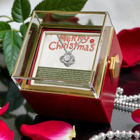 Merry Christmas Present from Mom, Daughter Love Knot Necklace, White Yellow Gold Pendant, CZ Crystal Jewelry, Holiday Keepsake Necklace