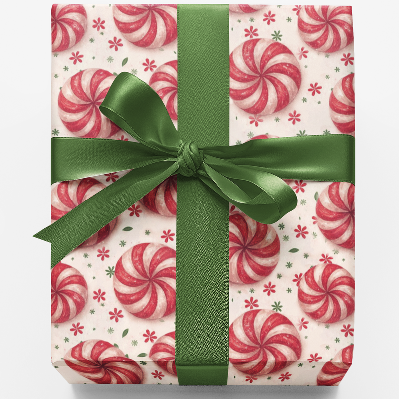 Candy Cane Gift Wrap, Peppermint Swirl Wrapping Paper, Festive Christmas Wrap Paper, Holiday Season Wrapping Paper, Winter Candy Gift Wrap