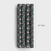 Santa Hat Teal Gift Wrap, Watercolor Panda Christmas Wrapping Paper, Adorable Winter Panda Wrapping Paper, Holiday Animal Present Paper